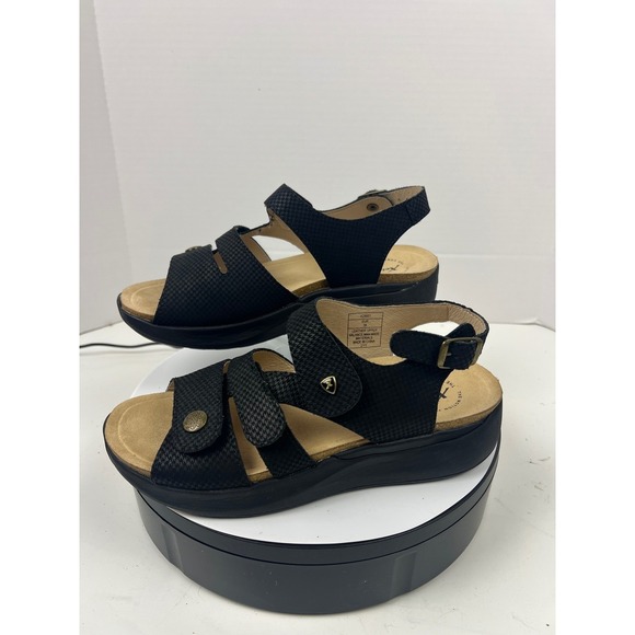 Xelero Women's Black Leather Comfort Walking Arch Support Sandals 12.5-13 (43) - Picture 4 of 17